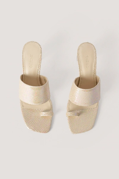 Shop Mango Tran Sandals - Offwhite In Nude