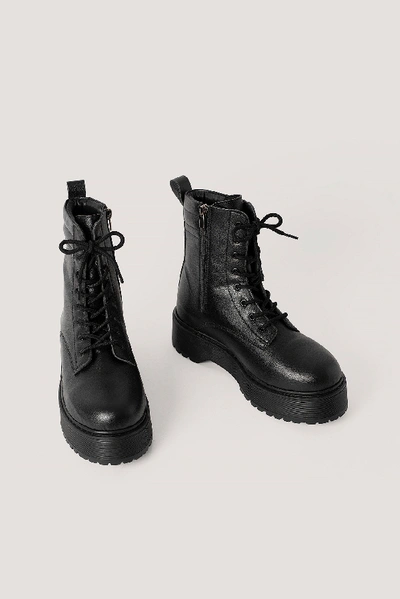 Shop Misslisibell X Na-kd Chunky Rubber Sole Boots - Black
