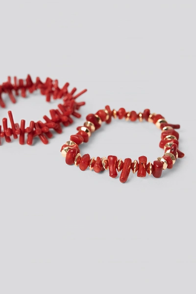 Shop Na-kd 2-pack Coral Look Bracelets Red