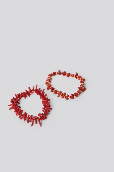 Shop Na-kd 2-pack Coral Look Bracelets Red