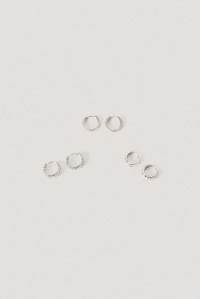 Shop Na-kd 3-pack Structured Tiny Hoops - Silver