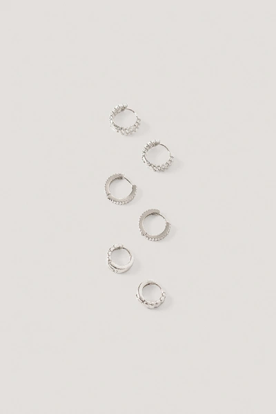 Shop Na-kd 3-pack Structured Tiny Hoops - Silver
