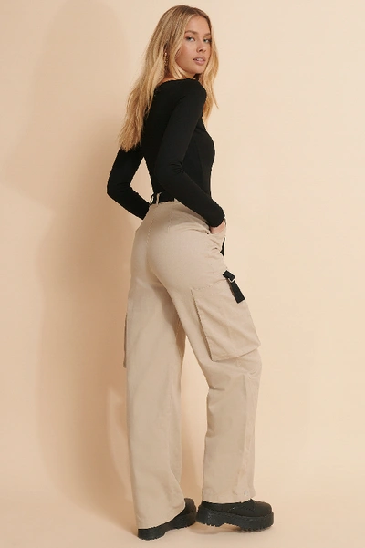 Shop Misslisibell X Na-kd Detailed Cargo Pants - Beige
