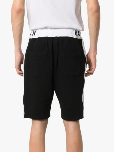 Shop Balmain Logo Waist Track Shorts In Black