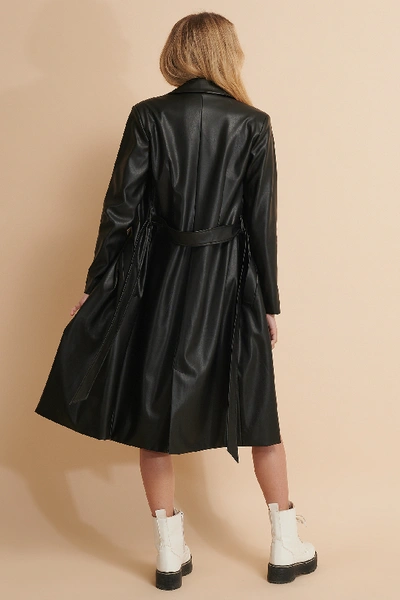 Shop Misslisibell X Na-kd Pu Belted Coat Black