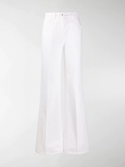 Shop Prada High-waisted Bootcut Jeans In White