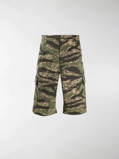Shop Junya Watanabe Camouflage Print Cargo Shorts In Green
