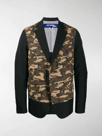 Shop Junya Watanabe Camouflage Panel Blazer In Black