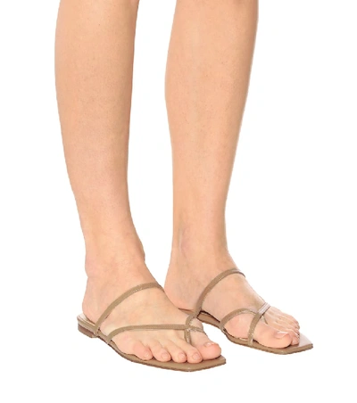 Shop Aeyde Marina Leather Sandals In Beige