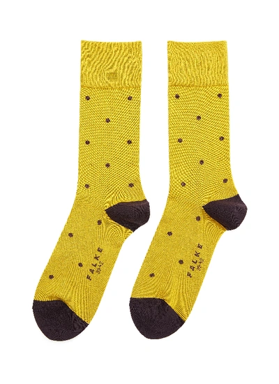 Shop Falke Polka Dot Crew Socks In Yellow