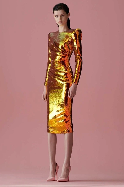 Shop Alex Perry Kelsey Sequin Embellished Ruched Midi Dress