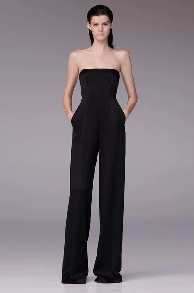 Shop Alex Perry Mackenzie Strapless Satin Jumpsuit