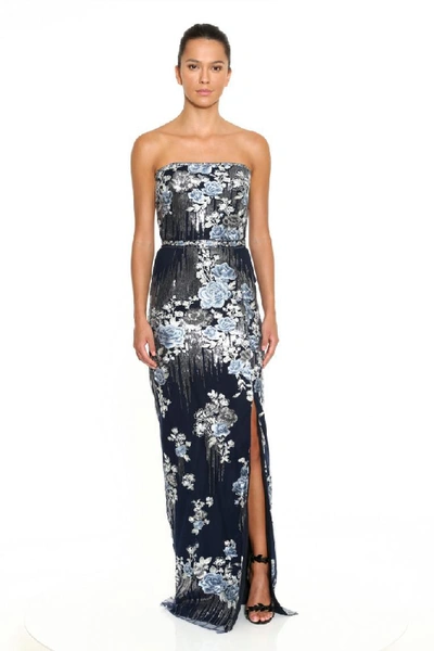 Shop Marchesa Notte Strapless Sequin Embroidered Gown