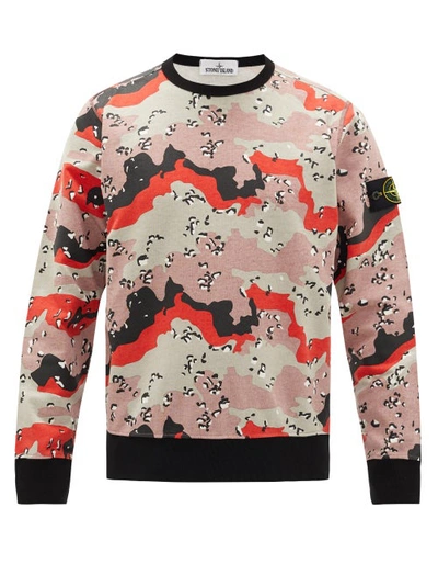 Stone Island Desert Camo-print Cotton-jersey Sweatshirt In Pink | ModeSens