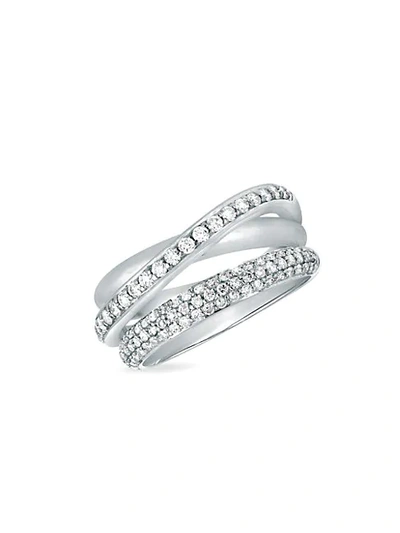 Shop Nephora 14k White Gold & Diamond Three Band Ring