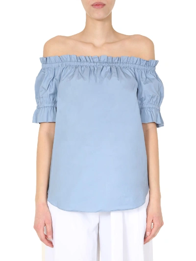 Shop Michael Michael Kors Top With Volant In Azzurro