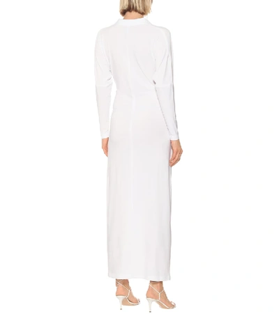 Shop Norma Kamali Ty Front Nk Stretch-jersey Shirt Dress In White