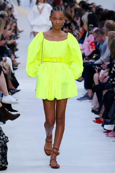 Shop Valentino Taffeta Minidress In Yellow