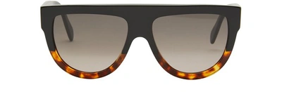 Shop Celine Aviator Acetate Sunglasses In Black/havana