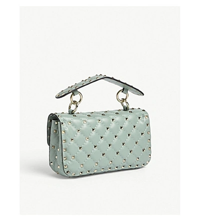 Shop Valentino Rockstud Small Quilted Leather Shoulder Bag In Morning Dew