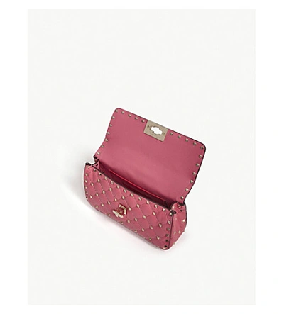 Shop Valentino Rockstud Small Quilted Leather Shoulder Bag In Shadow Pink