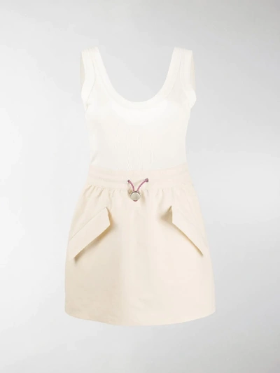 Shop Moncler Genius Drawcord Waist Mini Dress In White