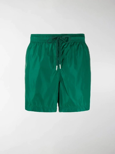 Shop Moncler Logo Patch Swim Shorts In Green