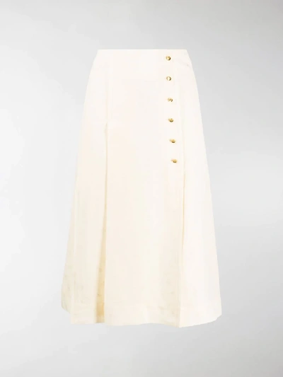 Shop Chloé Flou Kilted Skirt In Neutrals