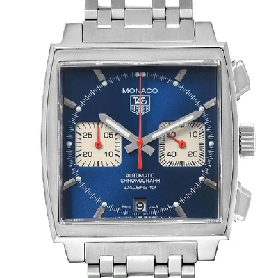 Shop Tag Heuer Monaco Calibre 12 Blue Dial Steel Mens Watch Caw2111 In Not Applicable