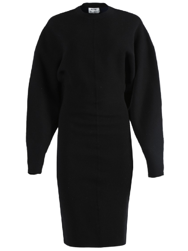 mid length black dress with sleeves
