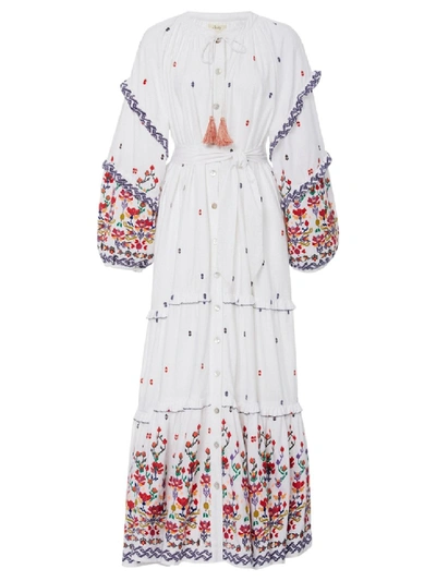 Shop Chufy White Kenko Floral Embroidered Dress