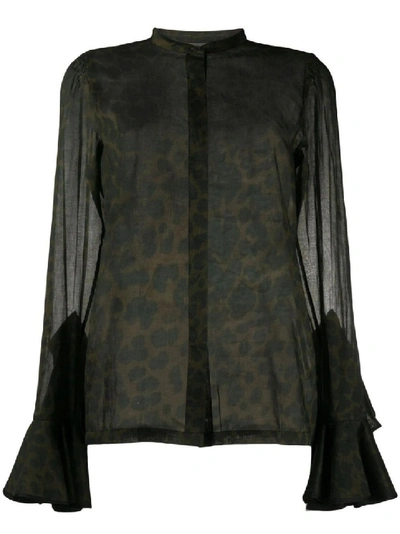 Shop Dries Van Noten Sheer Leopard Print Button-down Blouse In Black