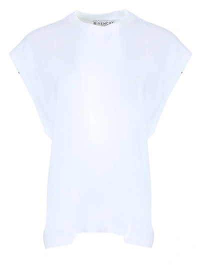 Shop Givenchy White Flutter Sleeve T-shirt In Red