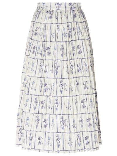 Shop Khaite Sylvia Floral Tile Midi Skirt In White