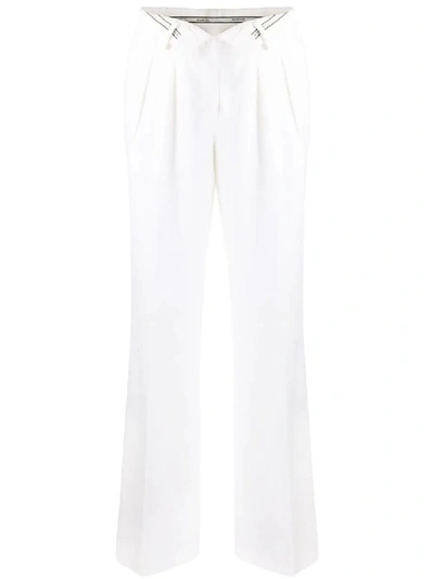 Shop Alexander Wang White Flipped Waistband Front Pleat Pants In Red