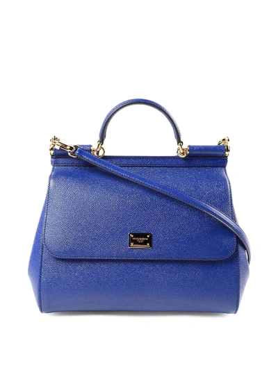 Shop Dolce & Gabbana Sicily Large Tote In Blue