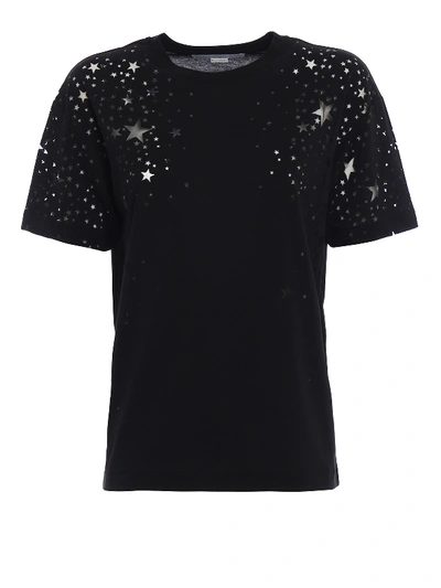 Shop Stella Mccartney Jersey Black Tee With Devore Stars