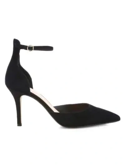 Shop Saks Fifth Avenue Kristine Ankle-strap Suede Pumps In Black