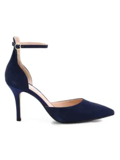Shop Saks Fifth Avenue Kristine Ankle-strap Suede Pumps In Navy