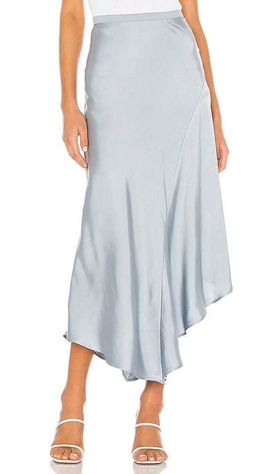 Shop Anine Bing Bailey Silk Skirt In Barely Blue