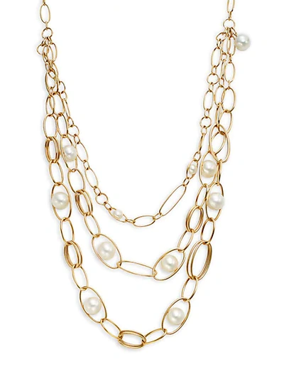 Shop Ippolita 18k Yellow Gold & 10mm Round Pearl Chain Layered Necklace