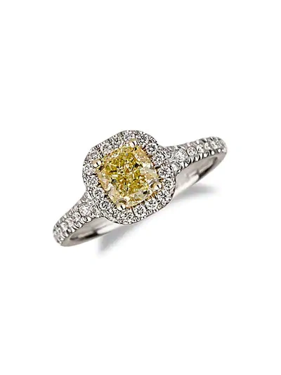 Shop Saks Fifth Avenue Natural Intense 18k White Gold & Natural Yellow Center Diamond Ring