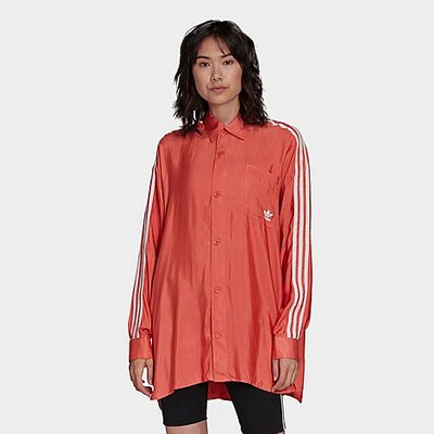 Shop Adidas Originals Adidas Women's Originals Satin Button-up Shirt In Red