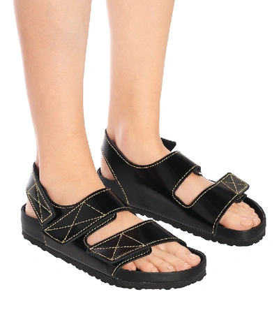 Shop Proenza Schouler X Birkenstock Milano Leather Sandals In Black