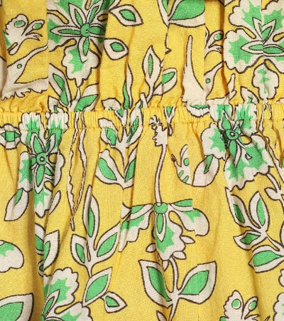 Shop Rhode Dotty Floral Cotton Off-shoulder Minidress In Yellow