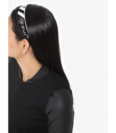 Shop Off-white Black And White Striped Logo Headband In Black/white