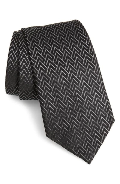 Shop Emporio Armani Geometric Silk Blend Tie In Black