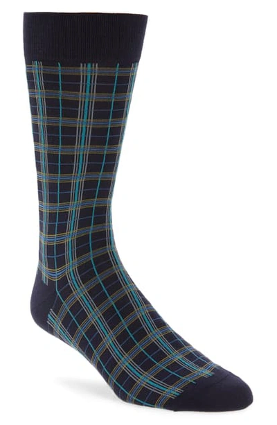 Shop Pantherella Fine Summer Check Socks In Navy 2