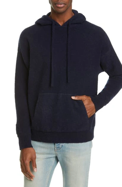 Shop Alanui Hooded Cashmere Blend Sweatshirt In Beluga Blue