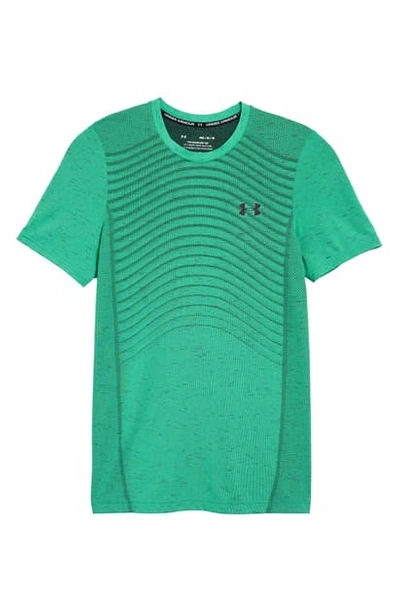 Shop Under Armour Seamless Wave Performance T-shirt In Vapor Green/ Black